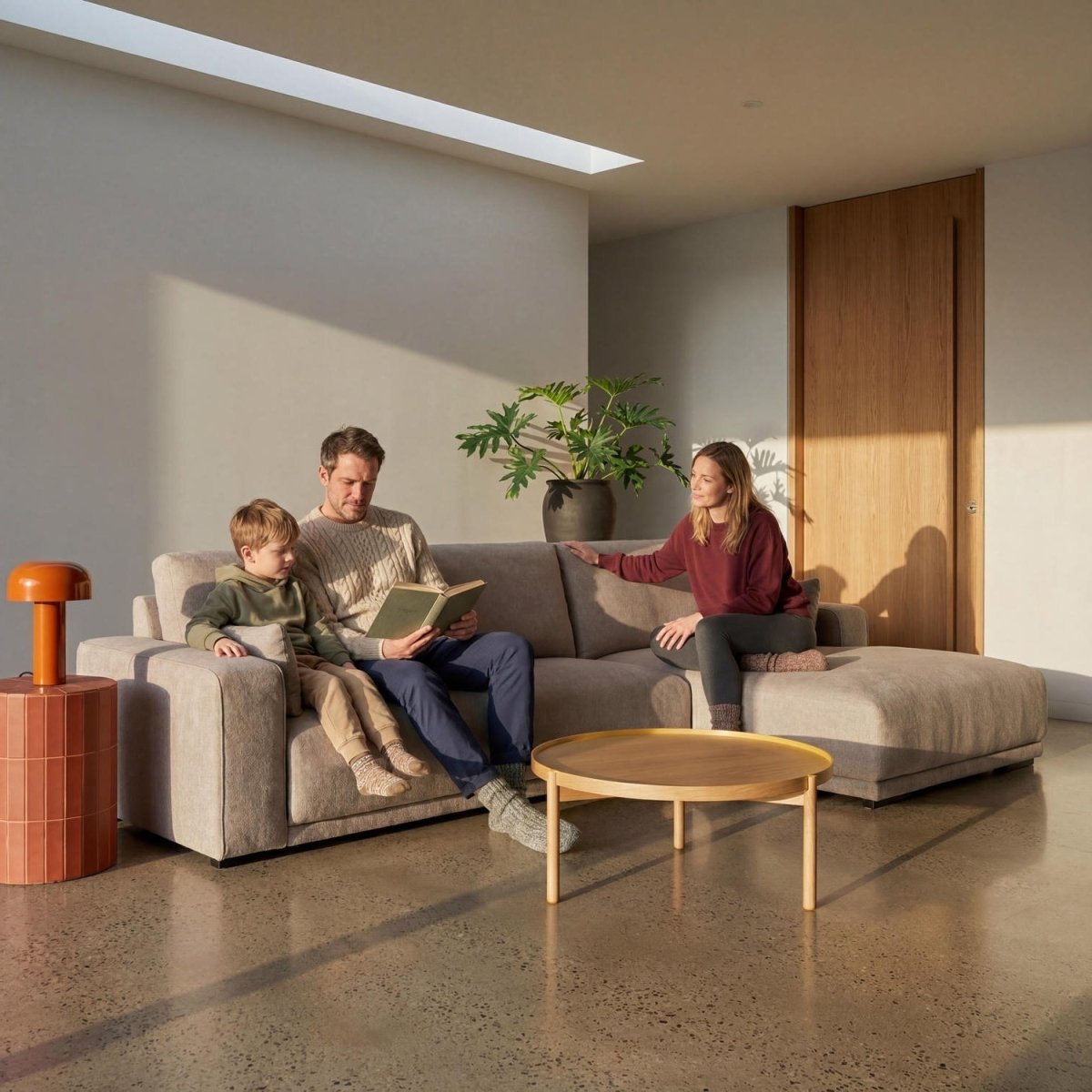 L-Form Ecksofa Rechts - Stoffbezug Beige