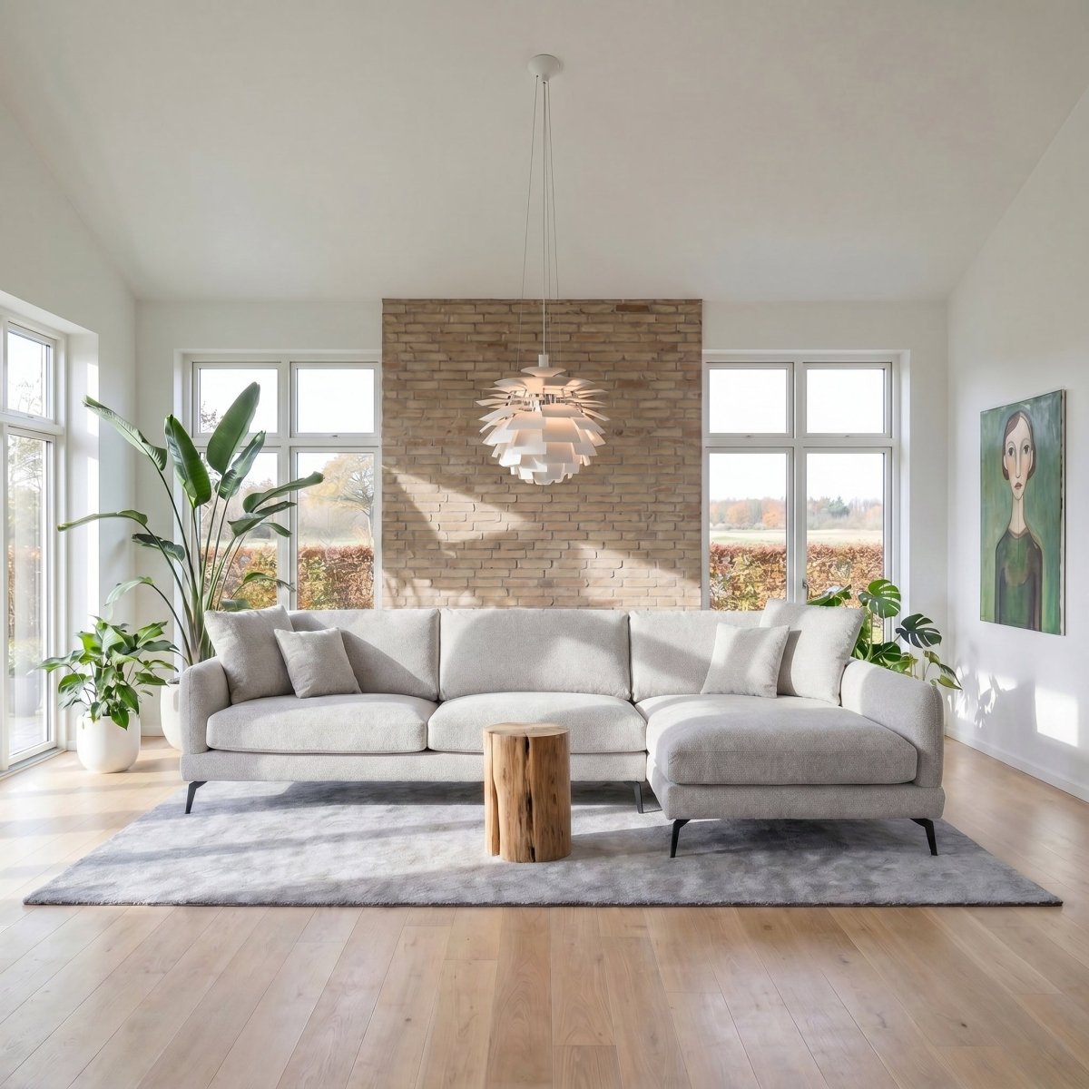 L-Form Ecksofa Rechts - Stoffbezug Grau