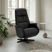 Manueller Relaxsessel - Echtleder/PVC Schwarz