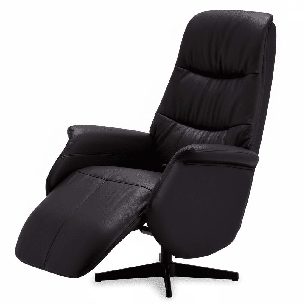 Manueller Relaxsessel - Echtleder/PVC Schwarz
