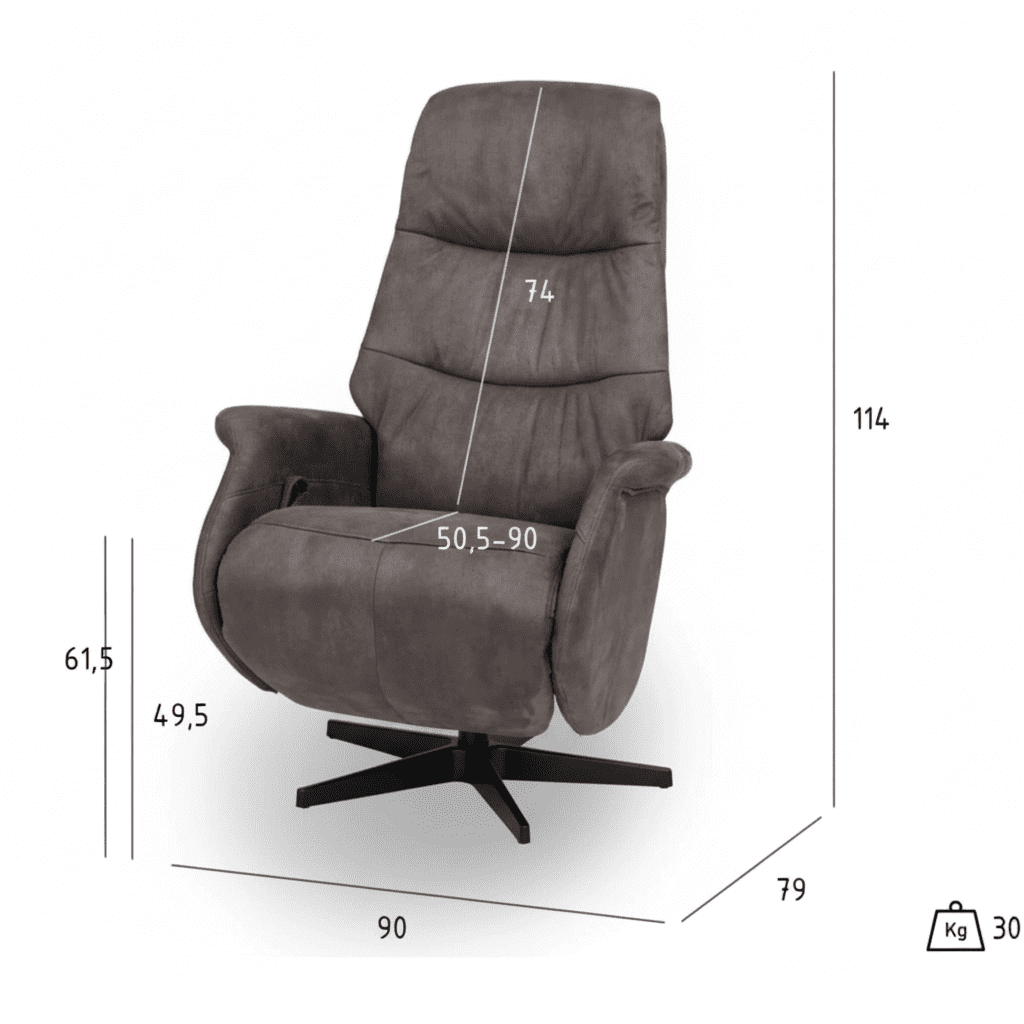 Manueller Relaxsessel - Stoffbezug Taupe Grau
