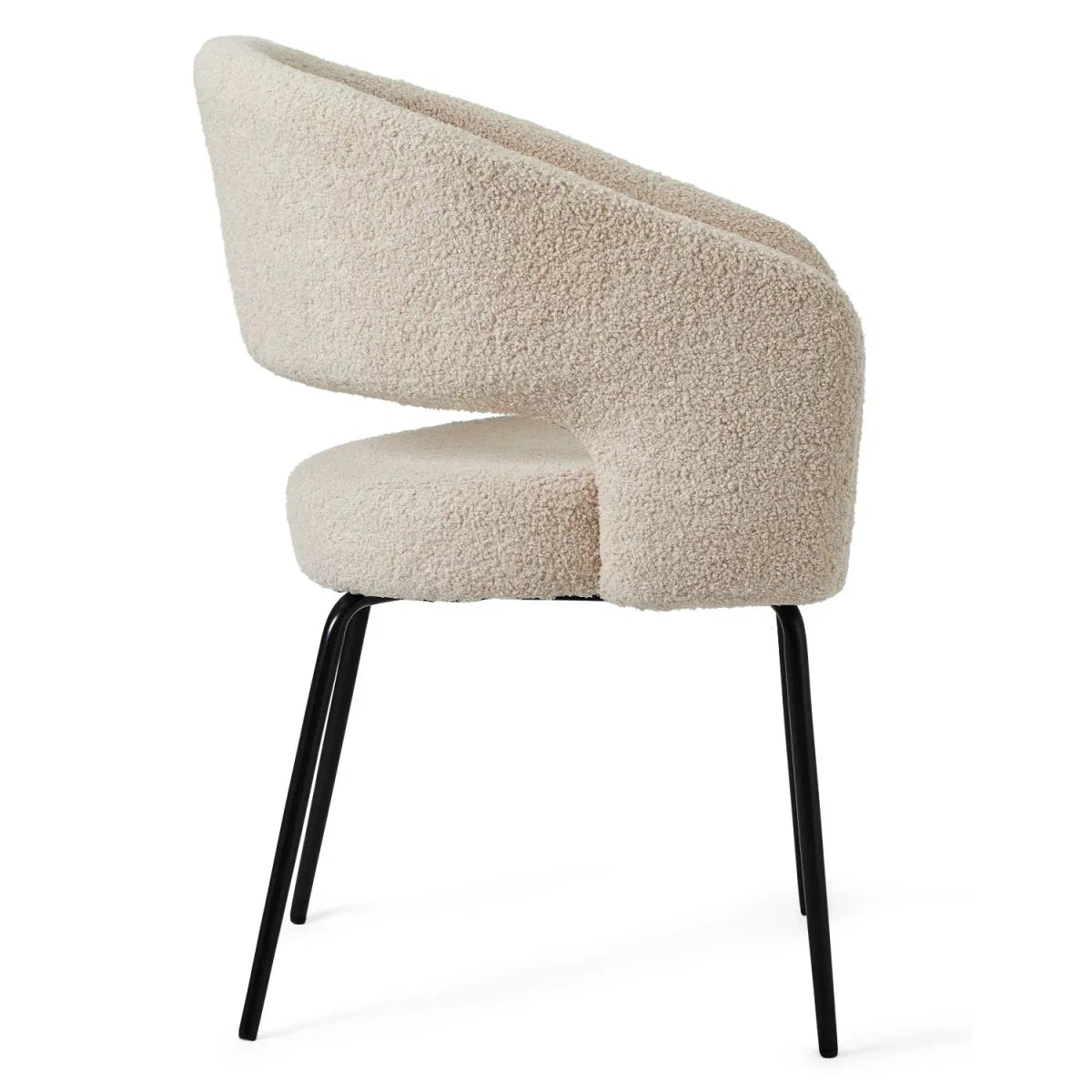 FURNHOUSE Natalie Esszimmerstühle mit Armlehne 2er Set - Bouclé-Stoff Beige