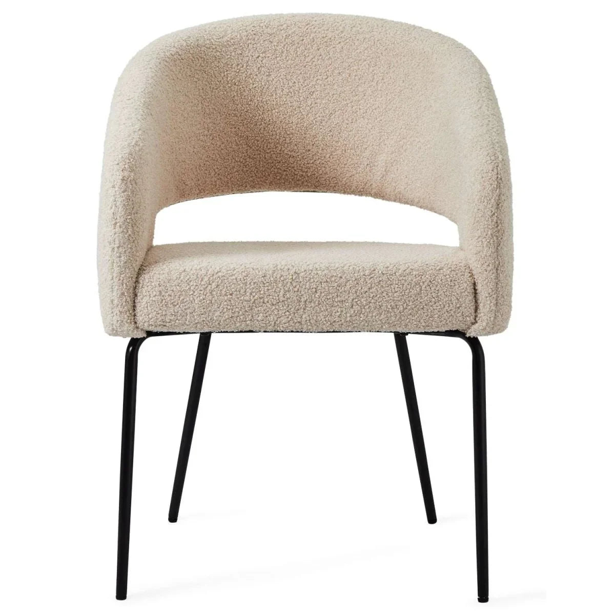 FURNHOUSE Natalie Esszimmerstühle mit Armlehne 2er Set - Bouclé-Stoff Beige