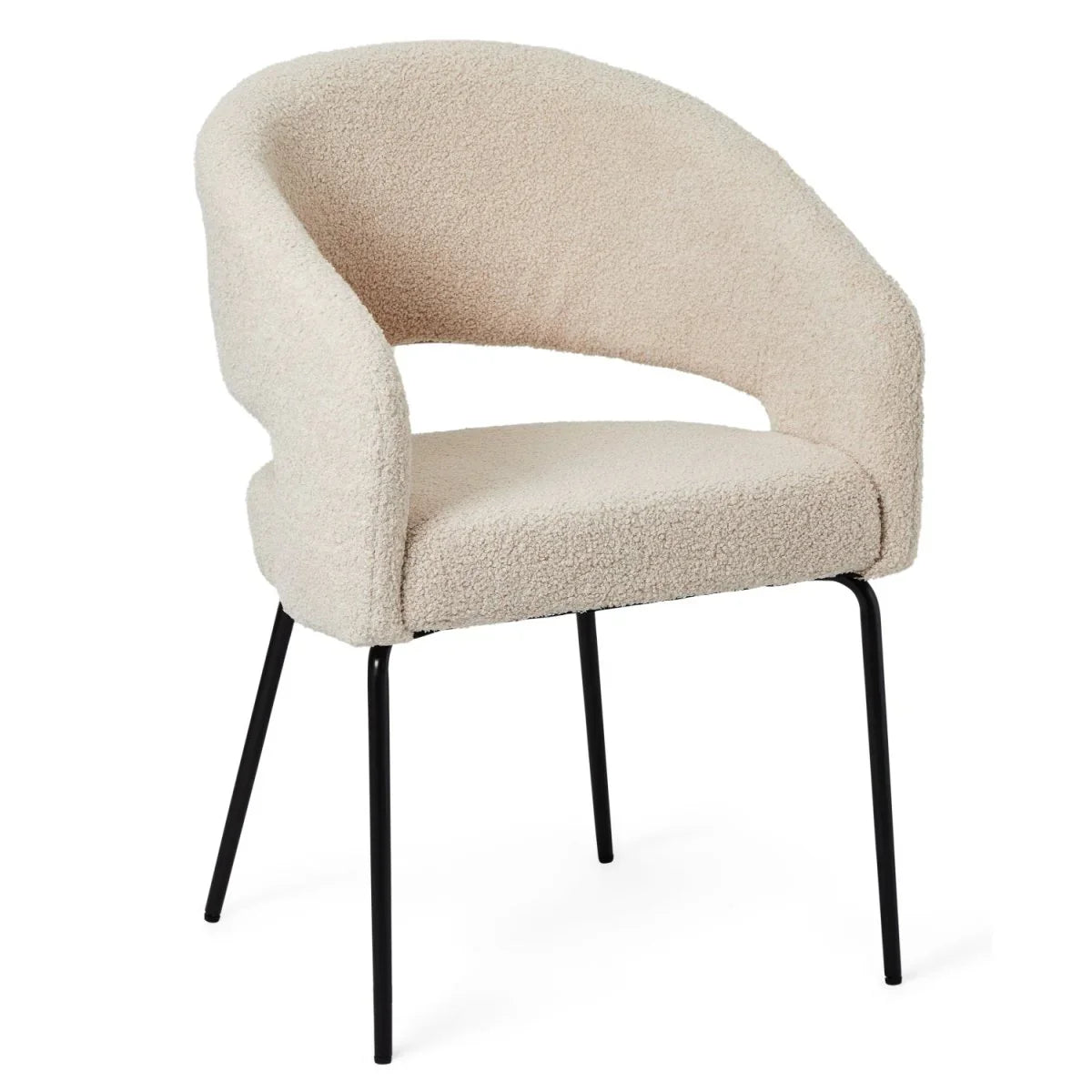 FURNHOUSE Natalie Esszimmerstühle mit Armlehne 2er Set - Bouclé-Stoff Beige