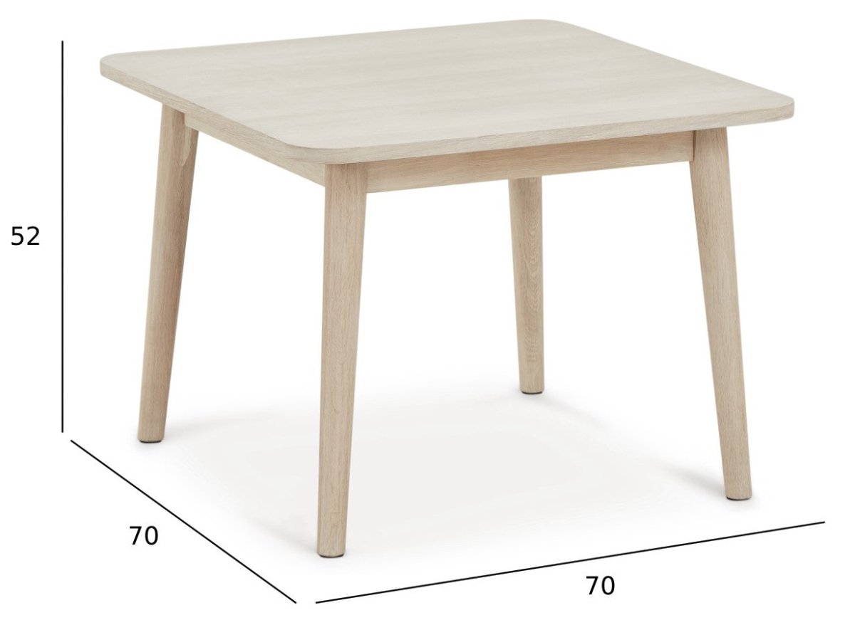 Couchtisch Quadratisch 70x70 cm - Eiche Bianco