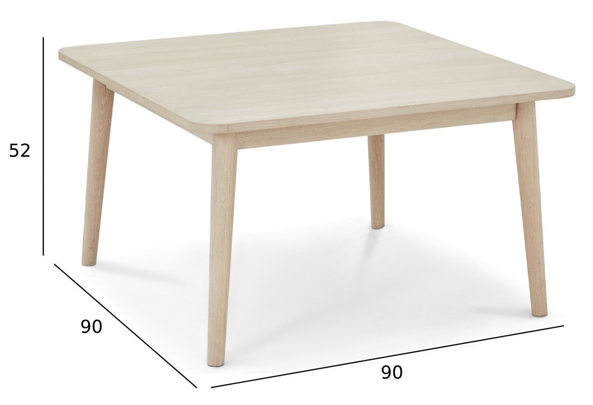 Couchtisch Quadratisch 90x90 cm - Eiche Bianco