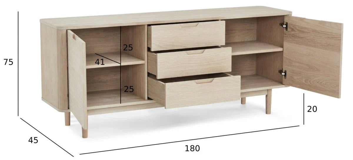 FURNHOUSE Nyborg Sideboard mit 2 Türen - 180 cm breit - Eiche Weiß geöltes