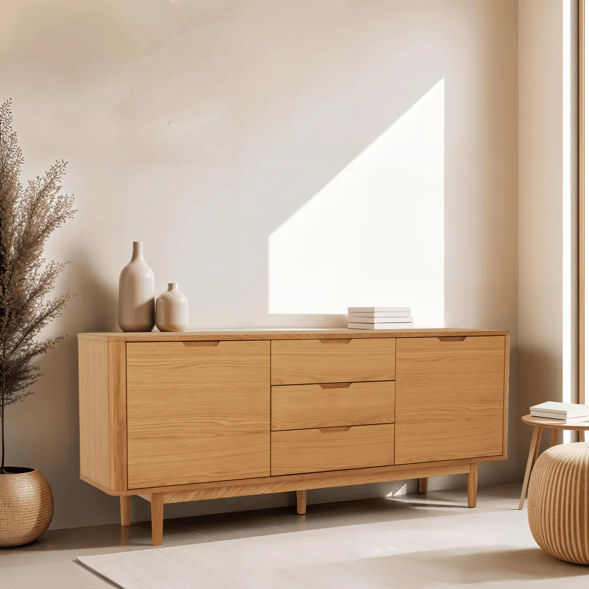 FURNHOUSE Nyborg Sideboard mit 2 Türen - 180 cm breit - Wildeiche Natur