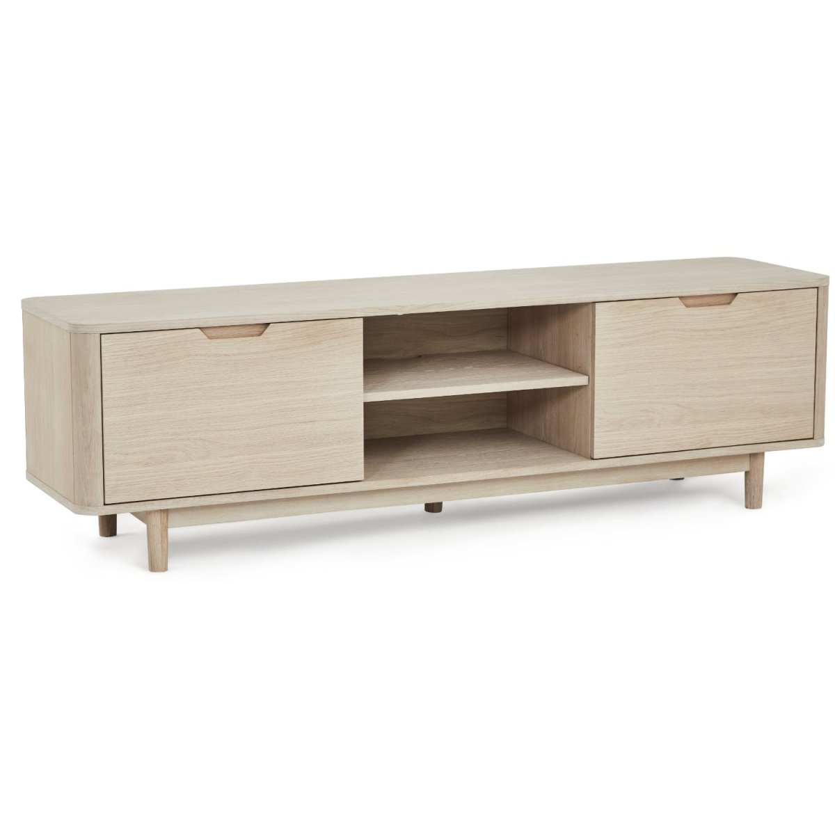 TV-Tisch mit 2 Türen - 180 cm breit - Eiche bianco