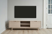 TV-Tisch mit 2 Türen - 180 cm breit - Eiche bianco