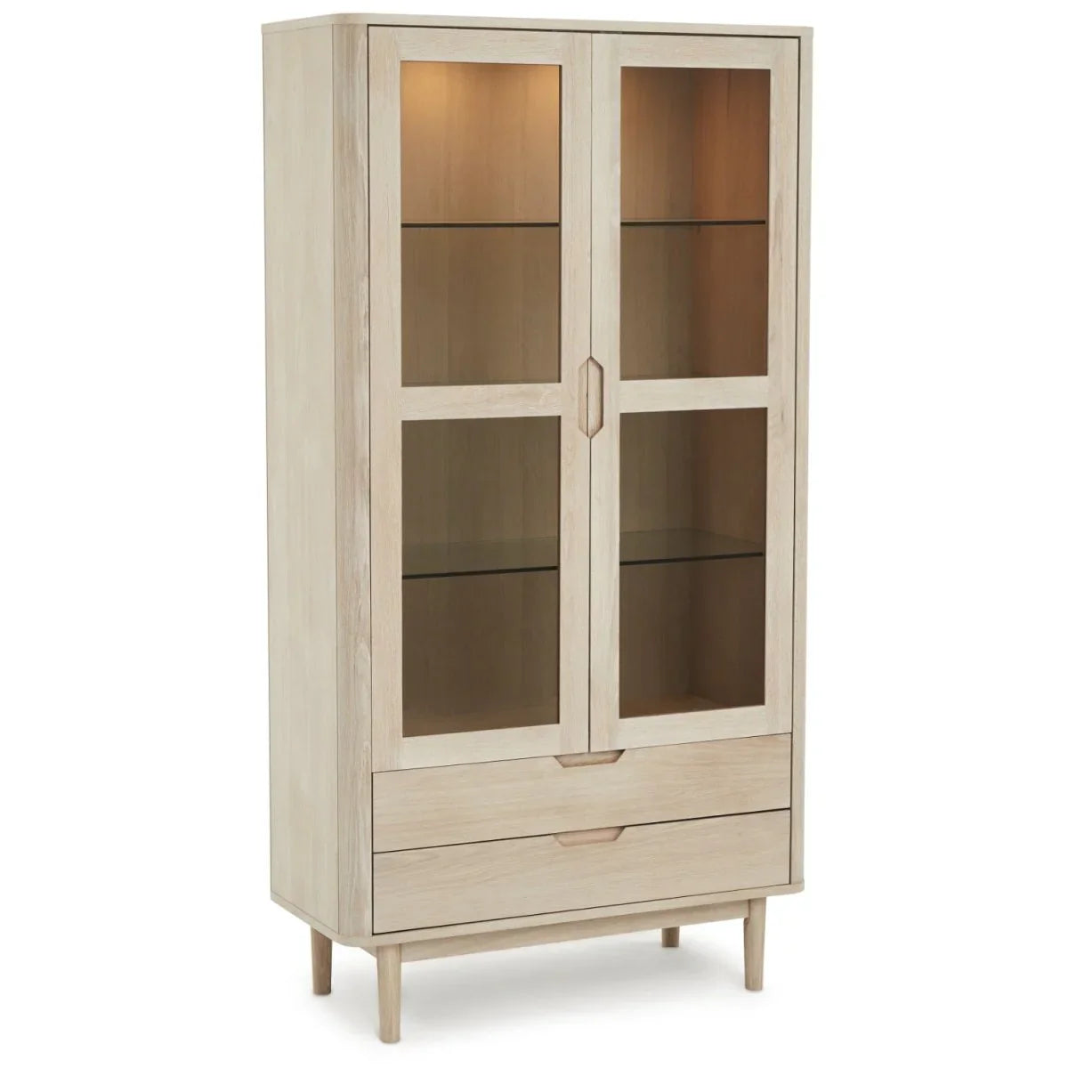 FURNHOUSE Nyborg Vitrine mit LED-Beleuchtung - 100 cm breit - Eiche Weiß geöltes