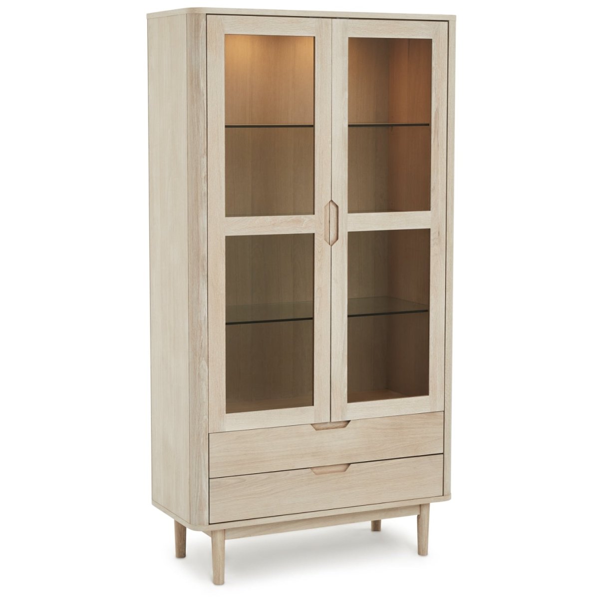 Vitrine mit LED-Beleuchtung - 100 cm breit - Eiche bianco