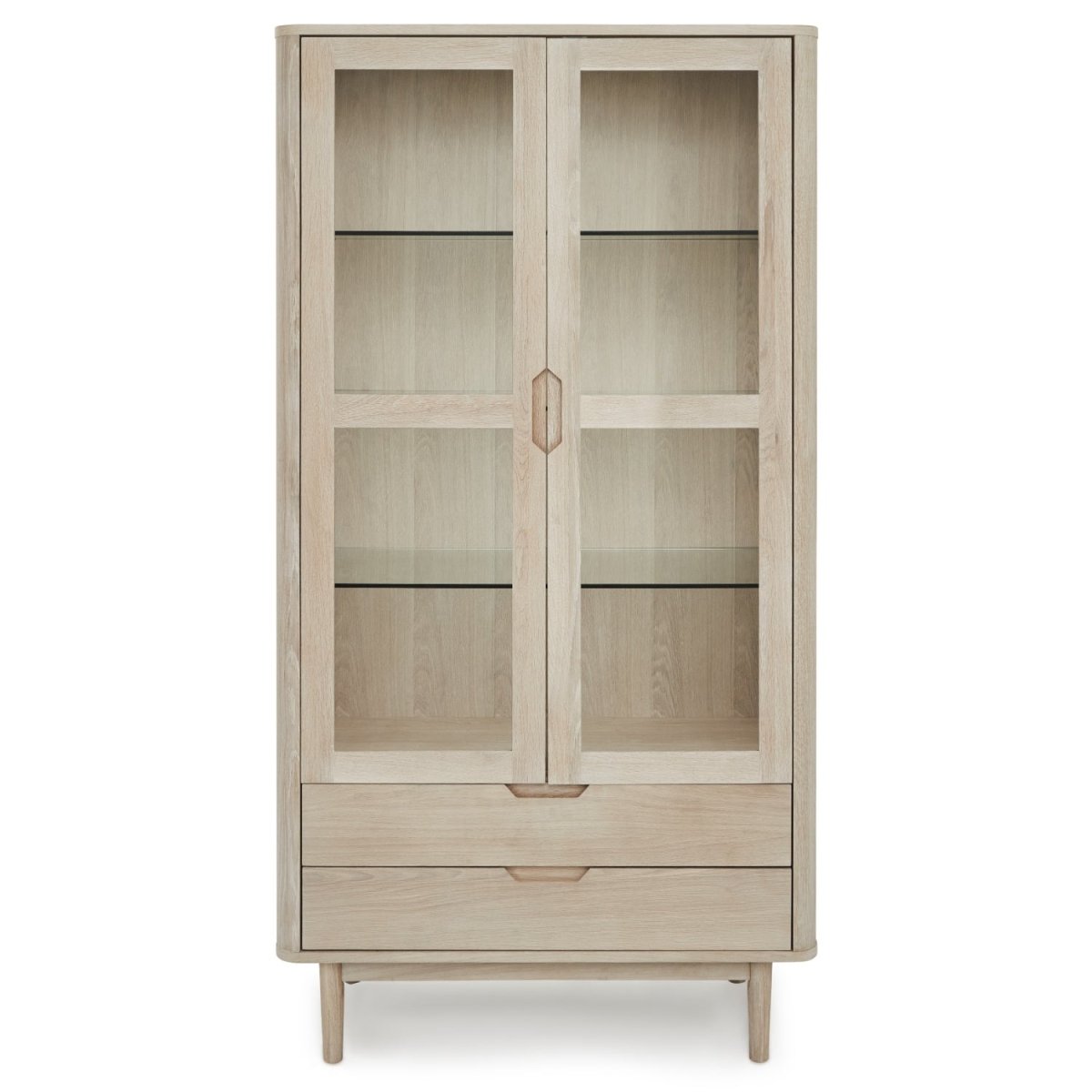 Vitrine mit LED-Beleuchtung - 100 cm breit - Eiche bianco