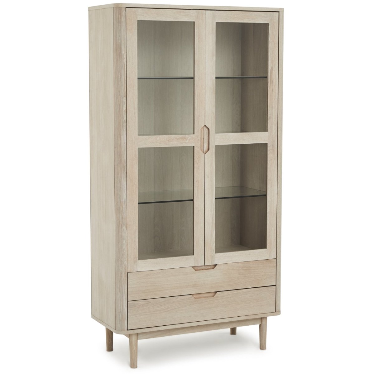 Vitrine mit LED-Beleuchtung - 100 cm breit - Eiche bianco