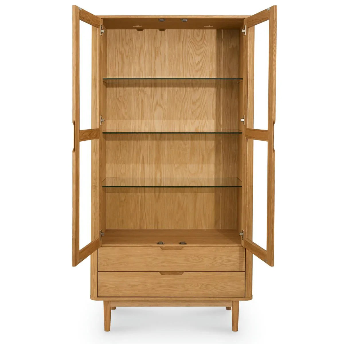 FURNHOUSE Nyborg Vitrine mit LED-Beleuchtung - 100 cm breit - Wildeiche Natur