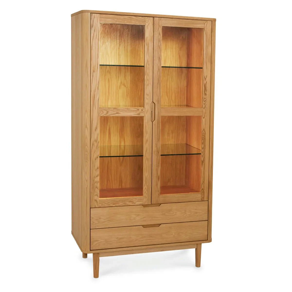 FURNHOUSE Nyborg Vitrine mit LED-Beleuchtung - 100 cm breit - Wildeiche Natur