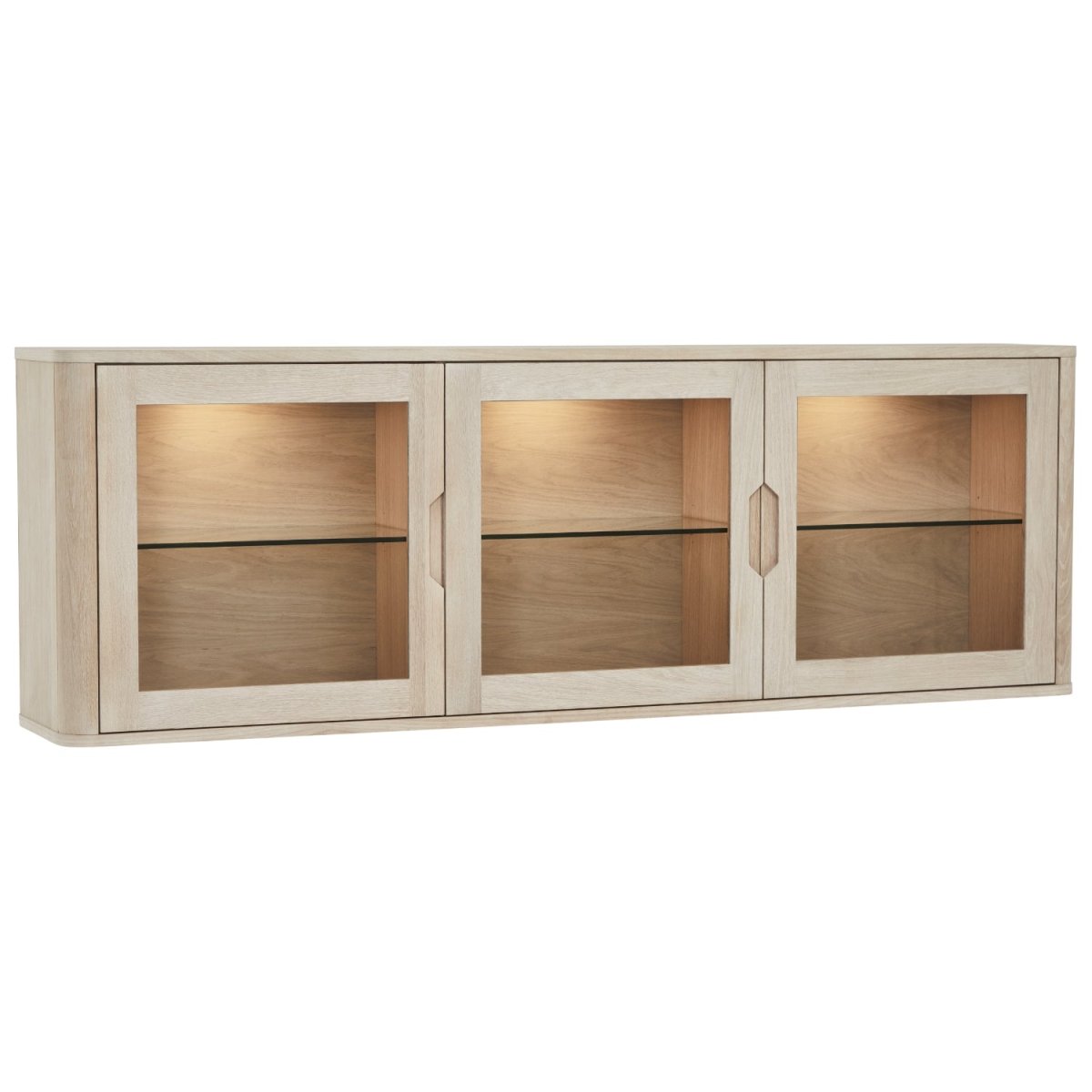 Wandschrank mit LED-Beleuchtung - 180 cm breit - Eiche bianco