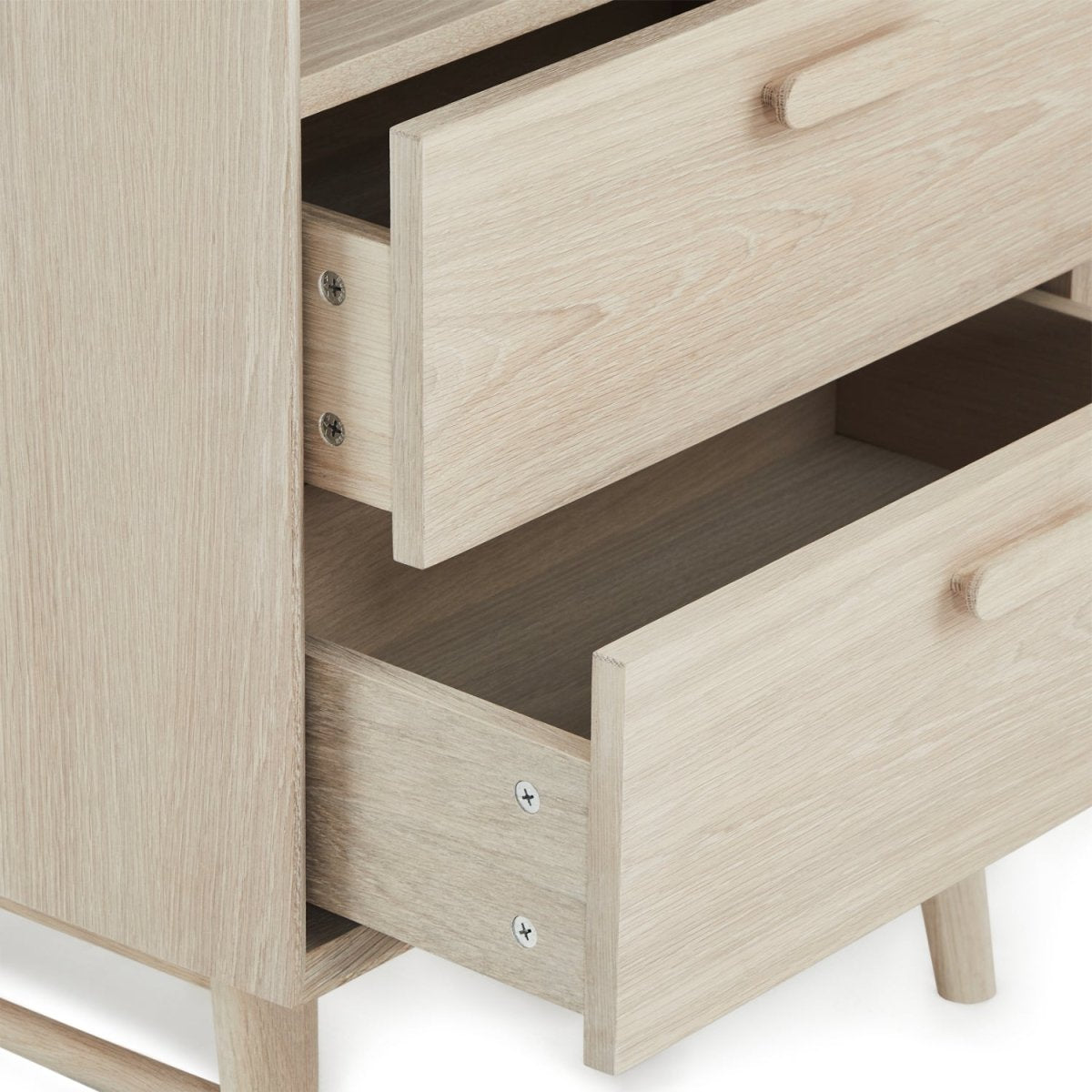 Bücherregal mit Schubladen - 60 cm breit - Eiche bianco