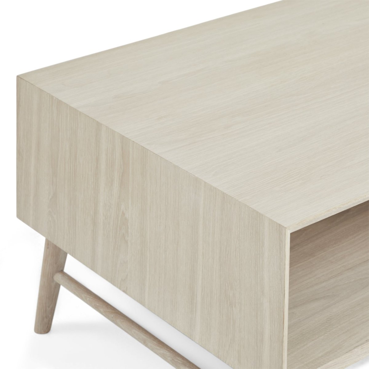 Couchtisch mit Stauraum Rechteckig 120x75 cm - Eiche Bianco
