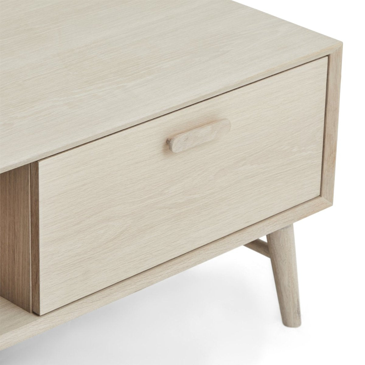 Couchtisch mit Stauraum Rechteckig 120x75 cm - Eiche Bianco