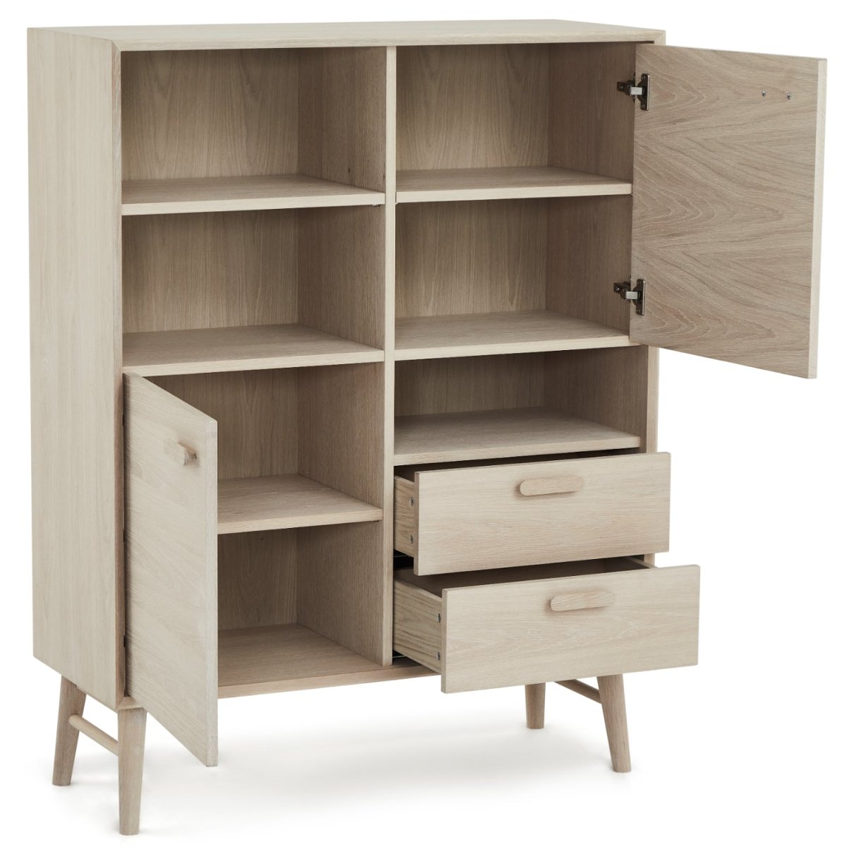 Highboard mit 2 Türen - 100 cm breit - Eiche bianco