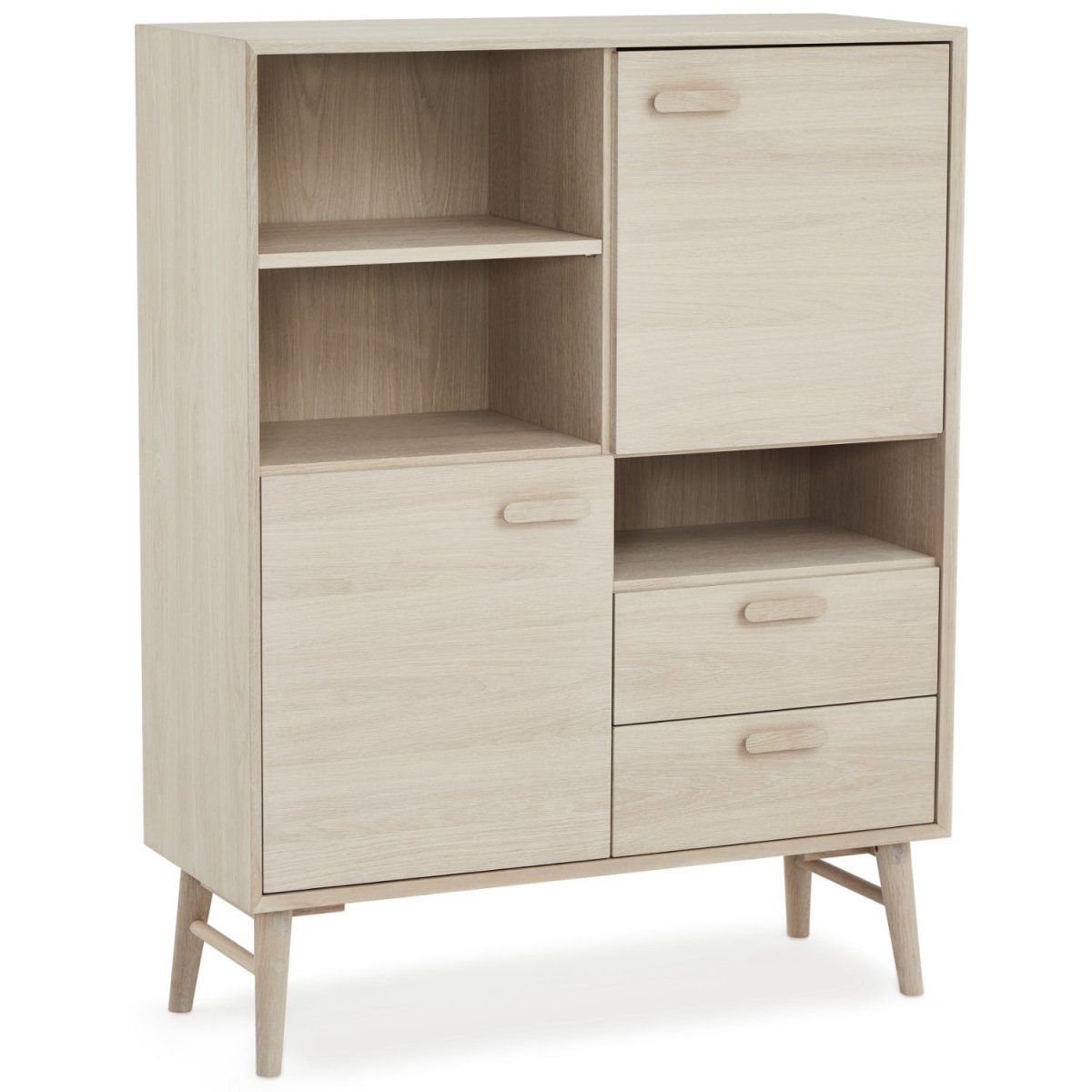 Highboard mit 2 Türen - 100 cm breit - Eiche bianco