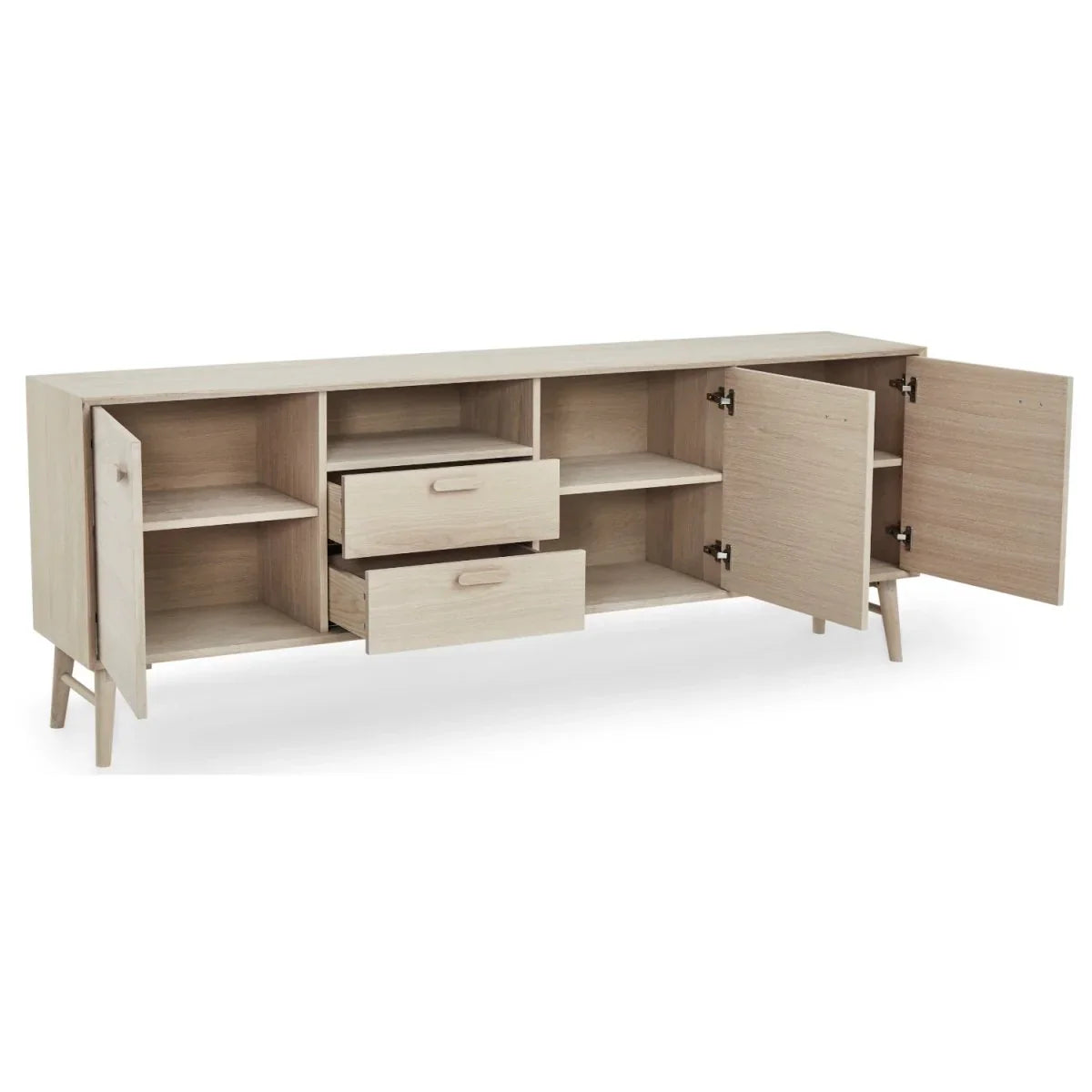 FURNHOUSE Porto Sideboard mit 3 Türen - 212 cm breit - Eiche Weiß geöltes