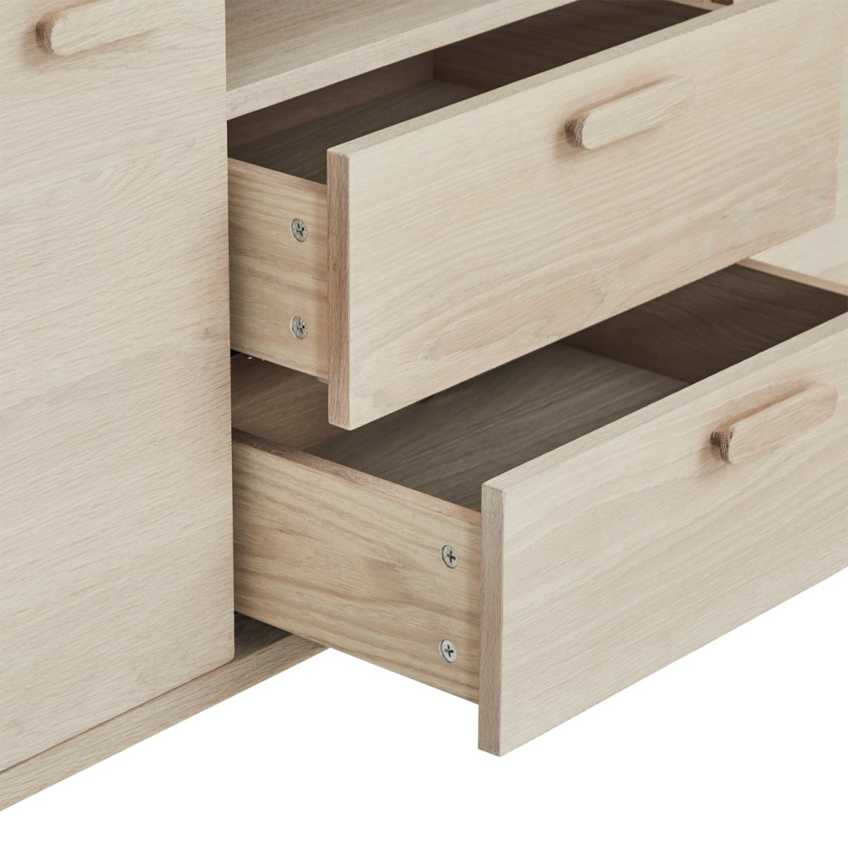 Sideboard mit 3 Türen - 212 cm breit - Eiche bianco