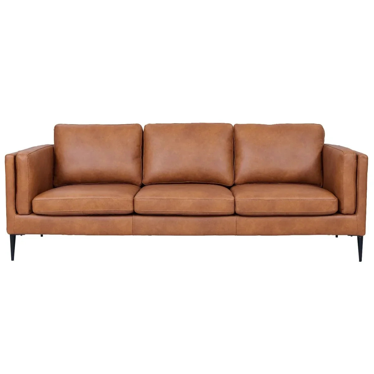 FURNHOUSE Valencia 3-Sitzer Ledersofa - Echtleder Cognac Braun