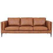 FURNHOUSE Valencia 3-Sitzer Ledersofa - Echtleder Cognac Braun