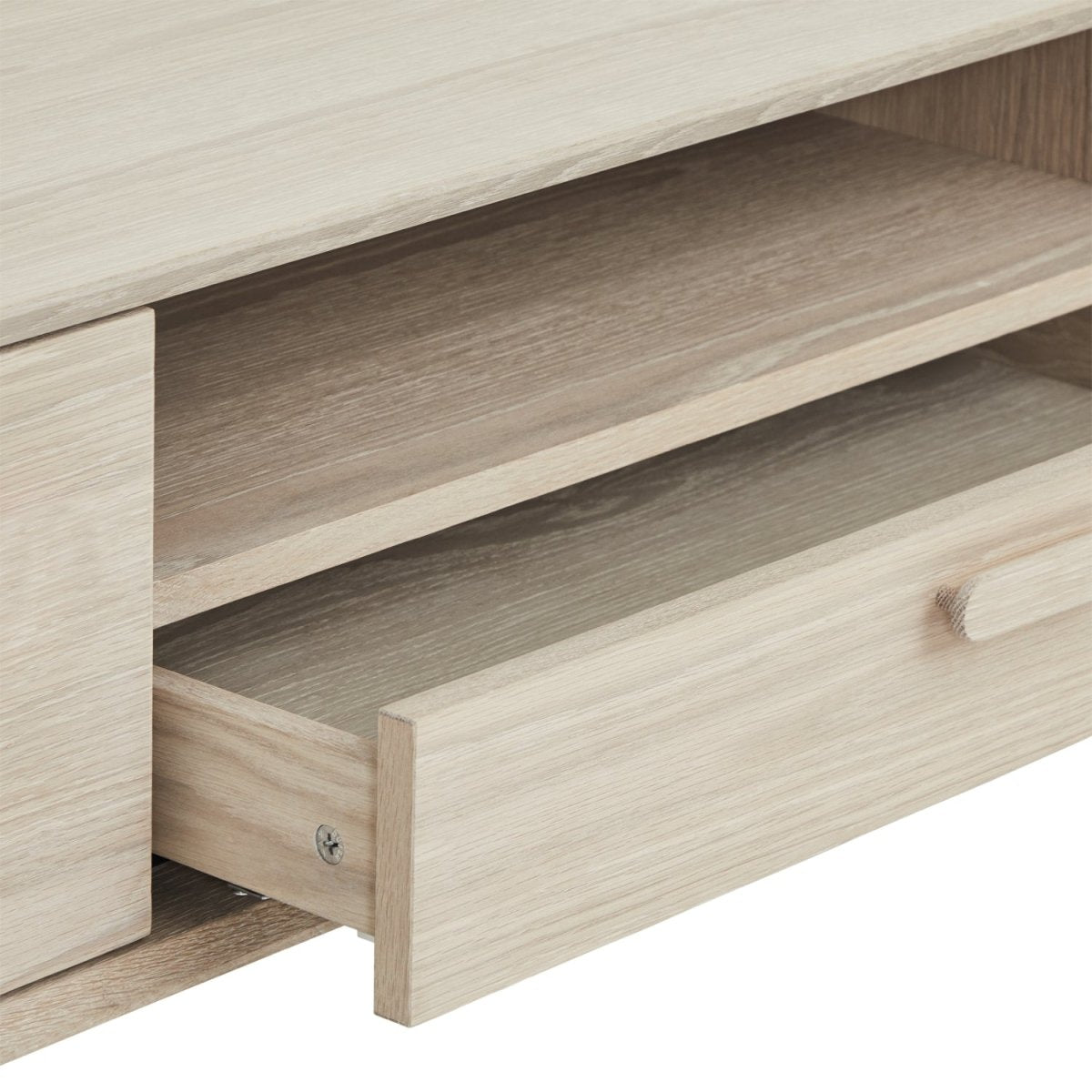 TV-Tisch mit 2 Türen - 160 cm breit - Eiche bianco
