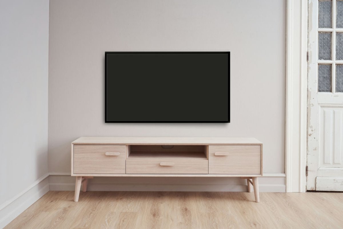 TV-Tisch mit 2 Türen - 160 cm breit - Eiche bianco