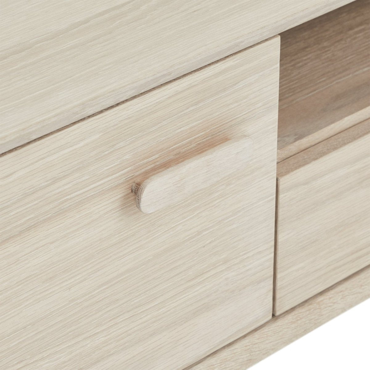 TV-Tisch mit 2 Türen - 160 cm breit - Eiche bianco