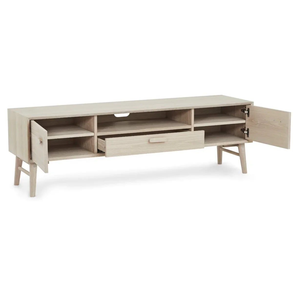 FURNHOUSE Porto TV-Tisch mit 2 Türen - 160 cm breit - Eiche Weiß geöltes
