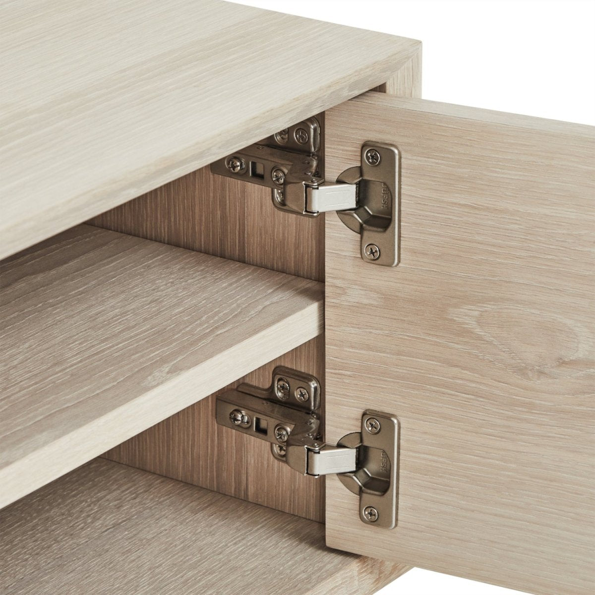 TV-Tisch mit 2 Türen - 160 cm breit - Eiche bianco