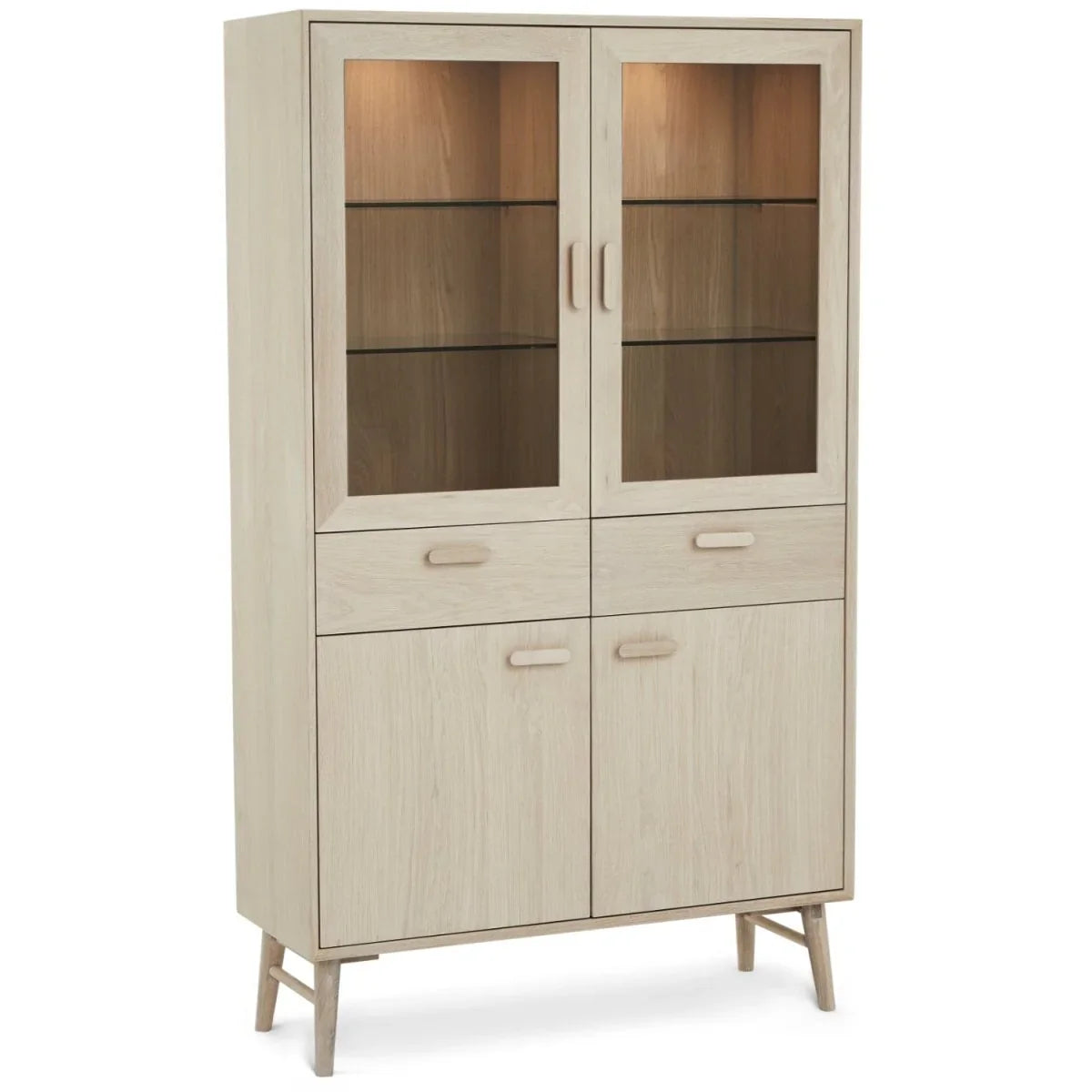 FURNHOUSE Porto Vitrine mit LED-Beleuchtung - 110 cm breit - Eiche Weiß geöltes