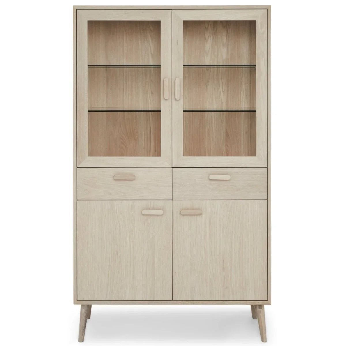 FURNHOUSE Porto Vitrine mit LED-Beleuchtung - 110 cm breit - Eiche Weiß geöltes