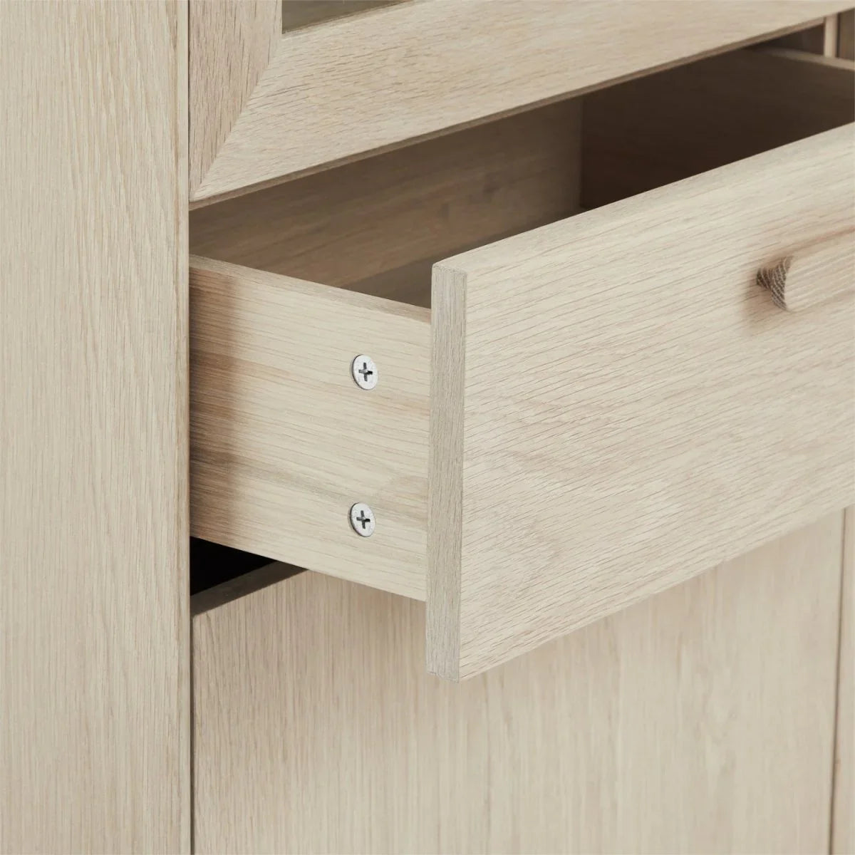 FURNHOUSE Porto Vitrine mit LED-Beleuchtung - 110 cm breit - Eiche Weiß geöltes