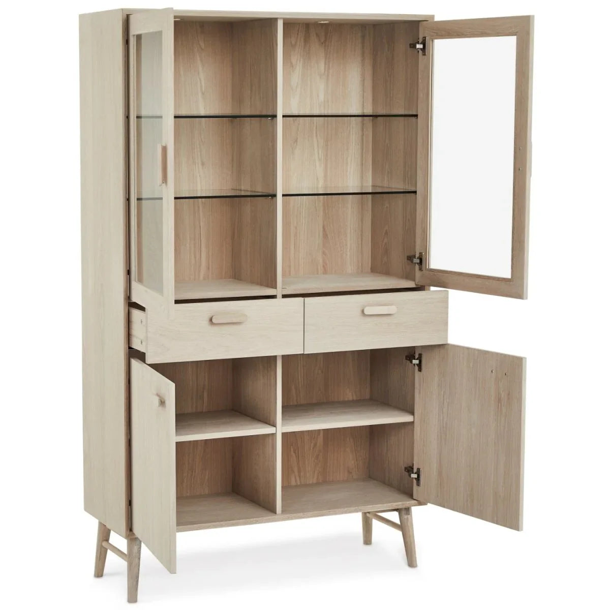 FURNHOUSE Porto Vitrine mit LED-Beleuchtung - 110 cm breit - Eiche Weiß geöltes