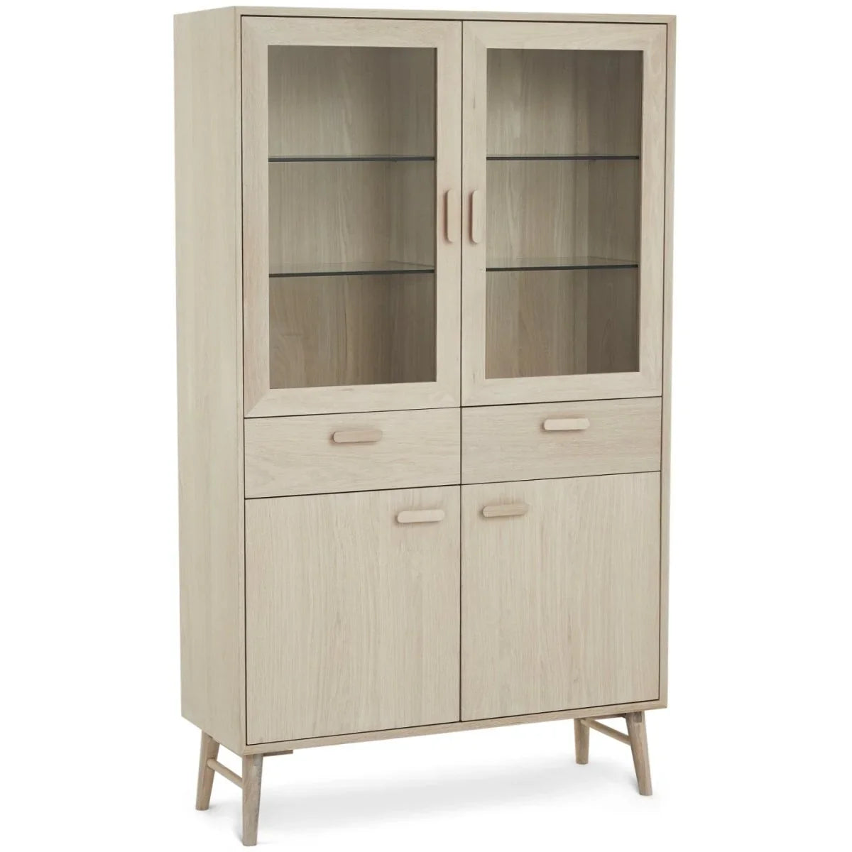 FURNHOUSE Porto Vitrine mit LED-Beleuchtung - 110 cm breit - Eiche Weiß geöltes