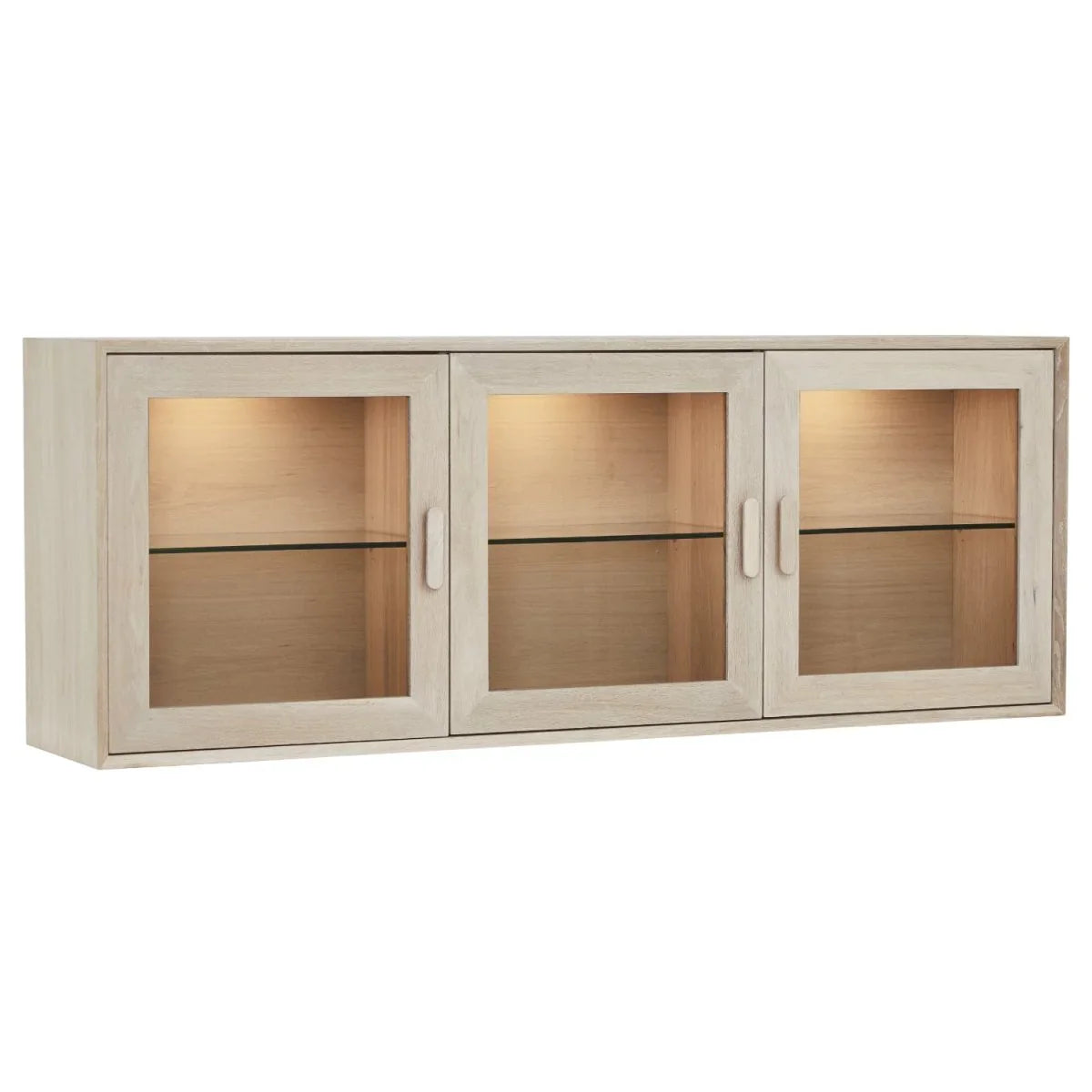 FURNHOUSE Porto Wandschrank mit LED-Beleuchtung - 160 cm breit - Eiche Weiß geöltes