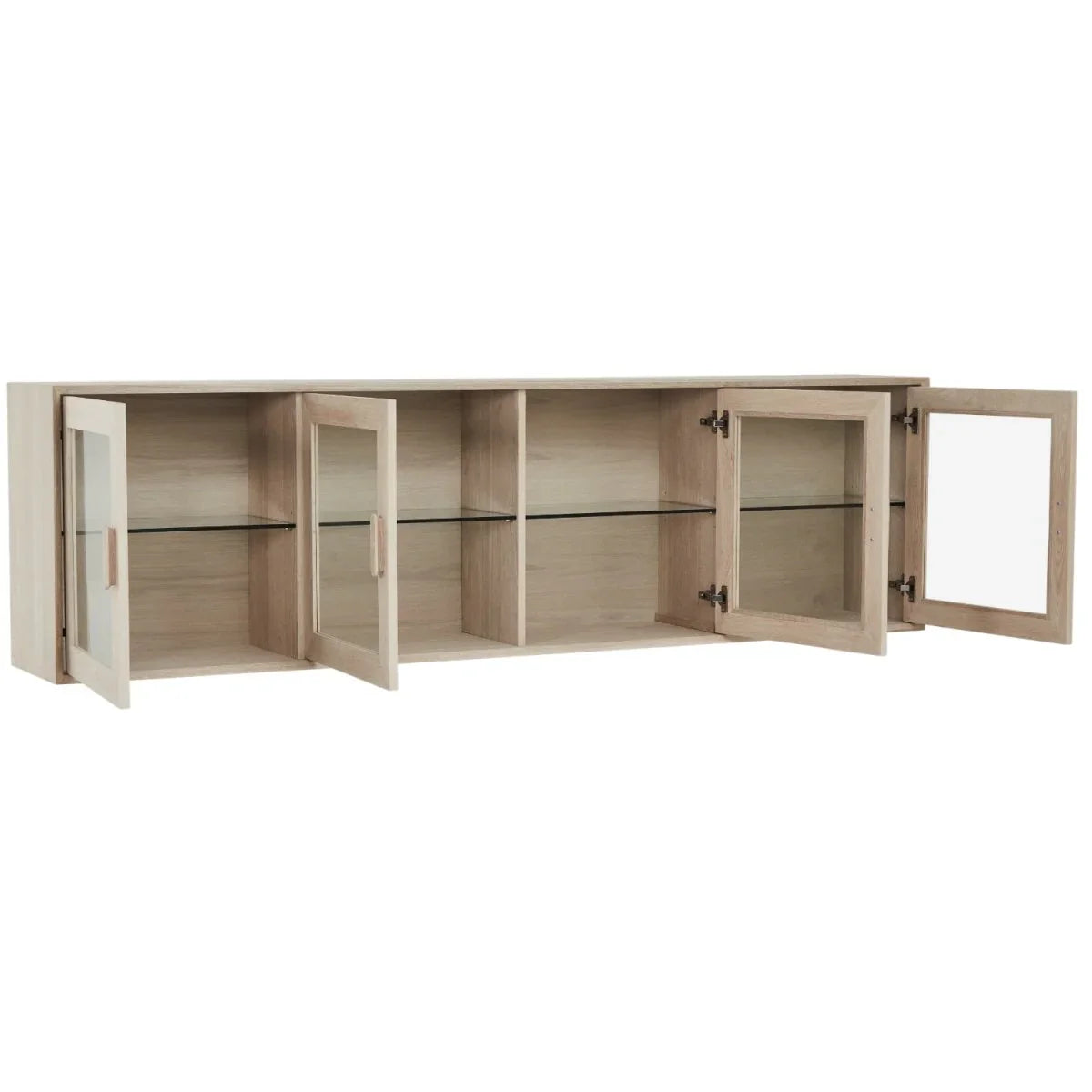 FURNHOUSE Porto Wandschrank mit LED-Beleuchtung - 212 cm breit - Eiche Weiß geöltes