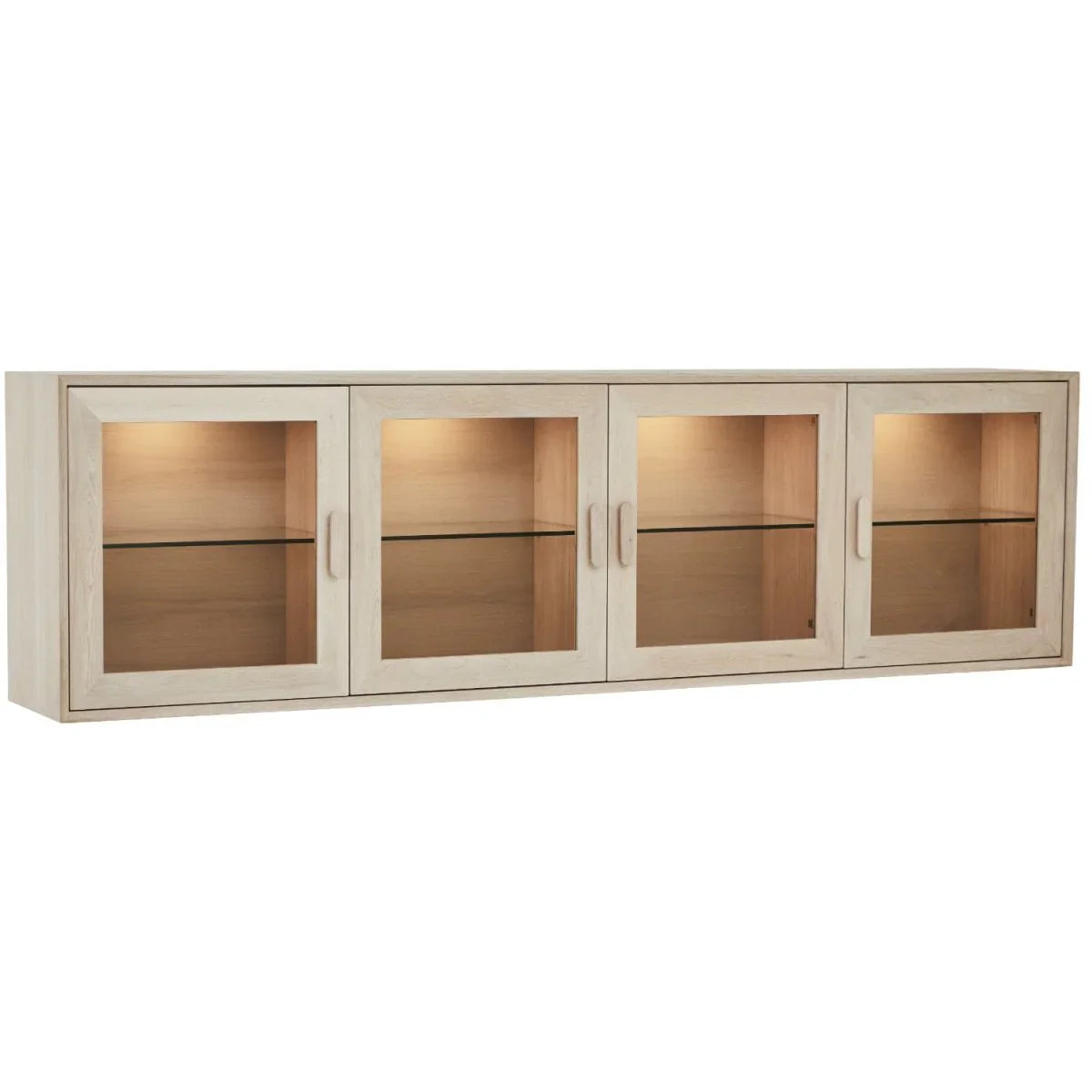 FURNHOUSE Porto Wandschrank mit LED-Beleuchtung - 212 cm breit - Eiche Weiß geöltes