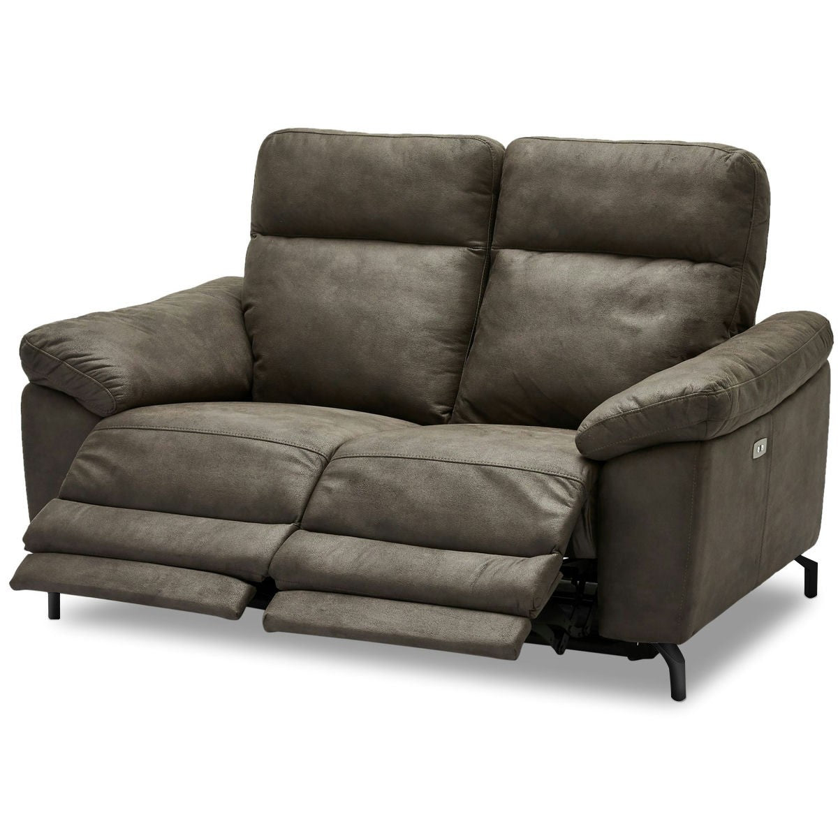 2-Sitzer Sofa - mit Elektrische Relaxfunktion, USB - Stoffbezug Taupe Grau