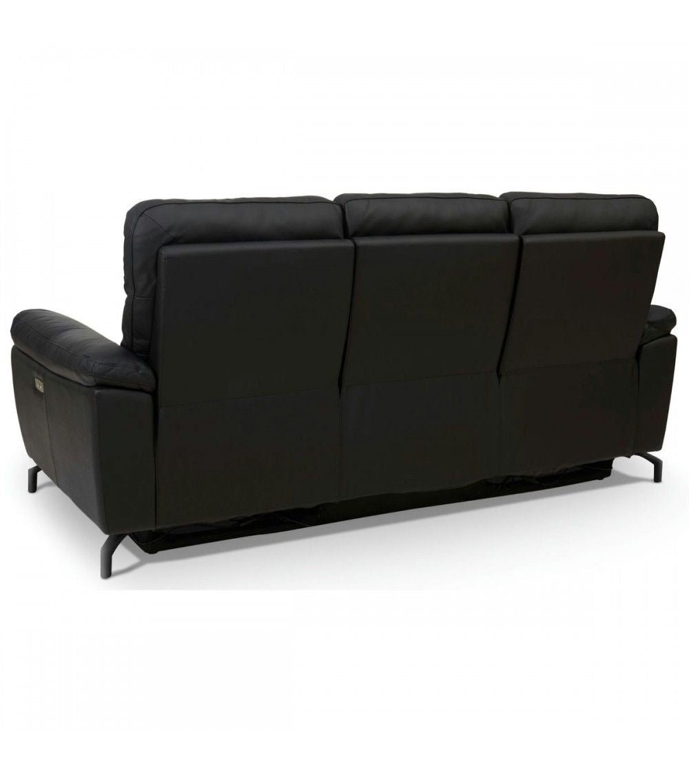 3-Sitzer Sofa - mit Elektrische Relaxfunktion, USB - Echtleder Schwarz