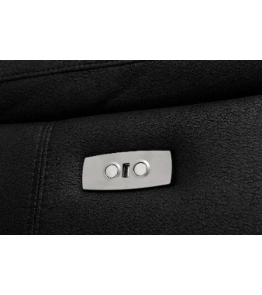 FURNHOUSE Selesta 3-Sitzer Sofa – mit Elektrische Relaxfunktion, USB - Stoffbezug Schwarz