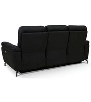 FURNHOUSE Selesta 3-Sitzer Sofa – mit Elektrische Relaxfunktion, USB - Stoffbezug Schwarz