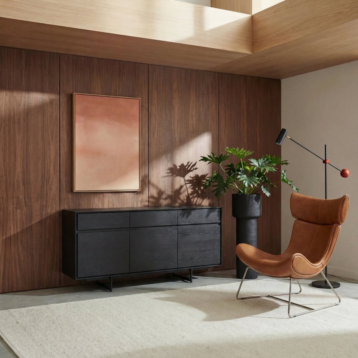 Sideboard mit 3 Türen - 155 cm breit - Schwarz