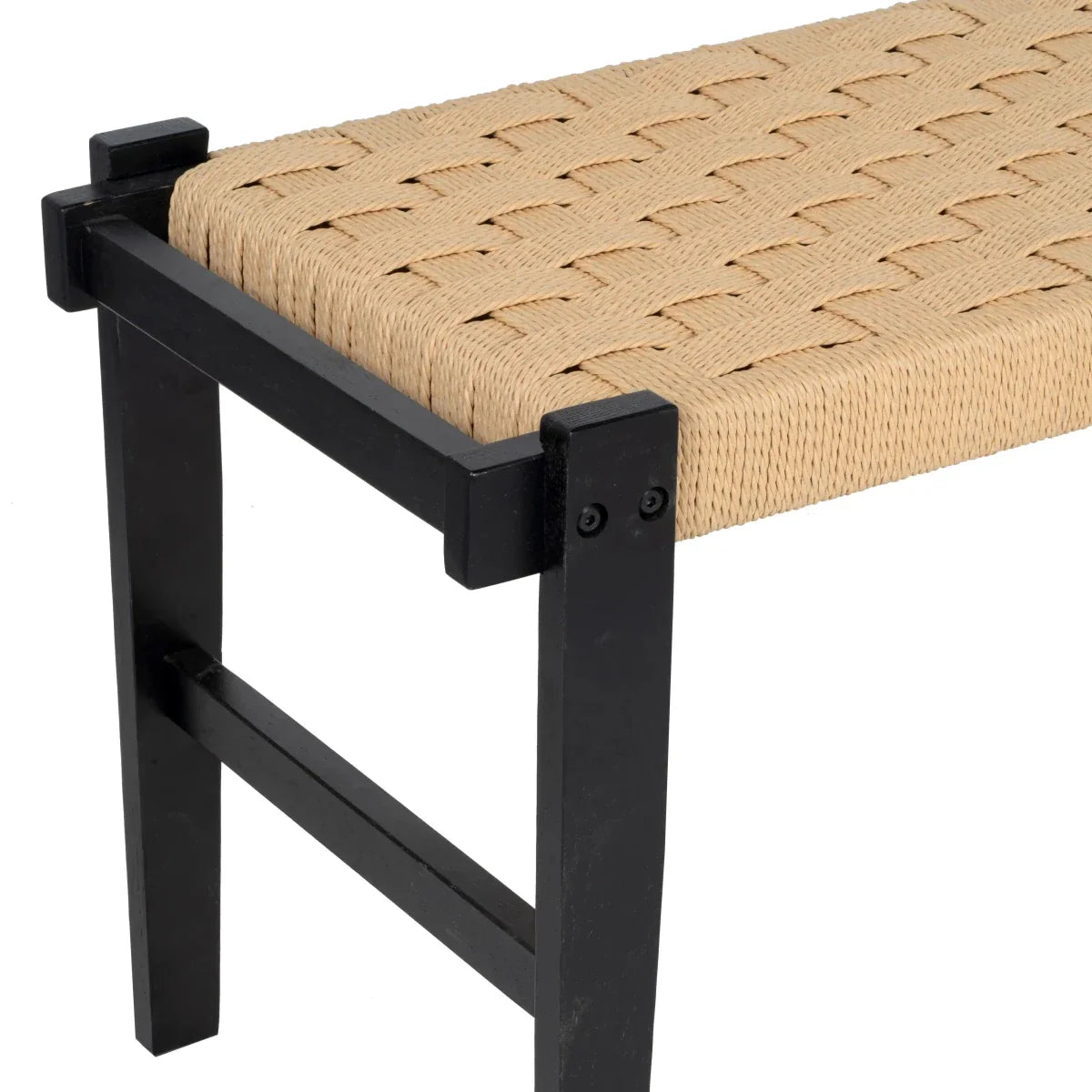 Sitzbank Nobel mit Geflechtsitz - Schwarz/Beige