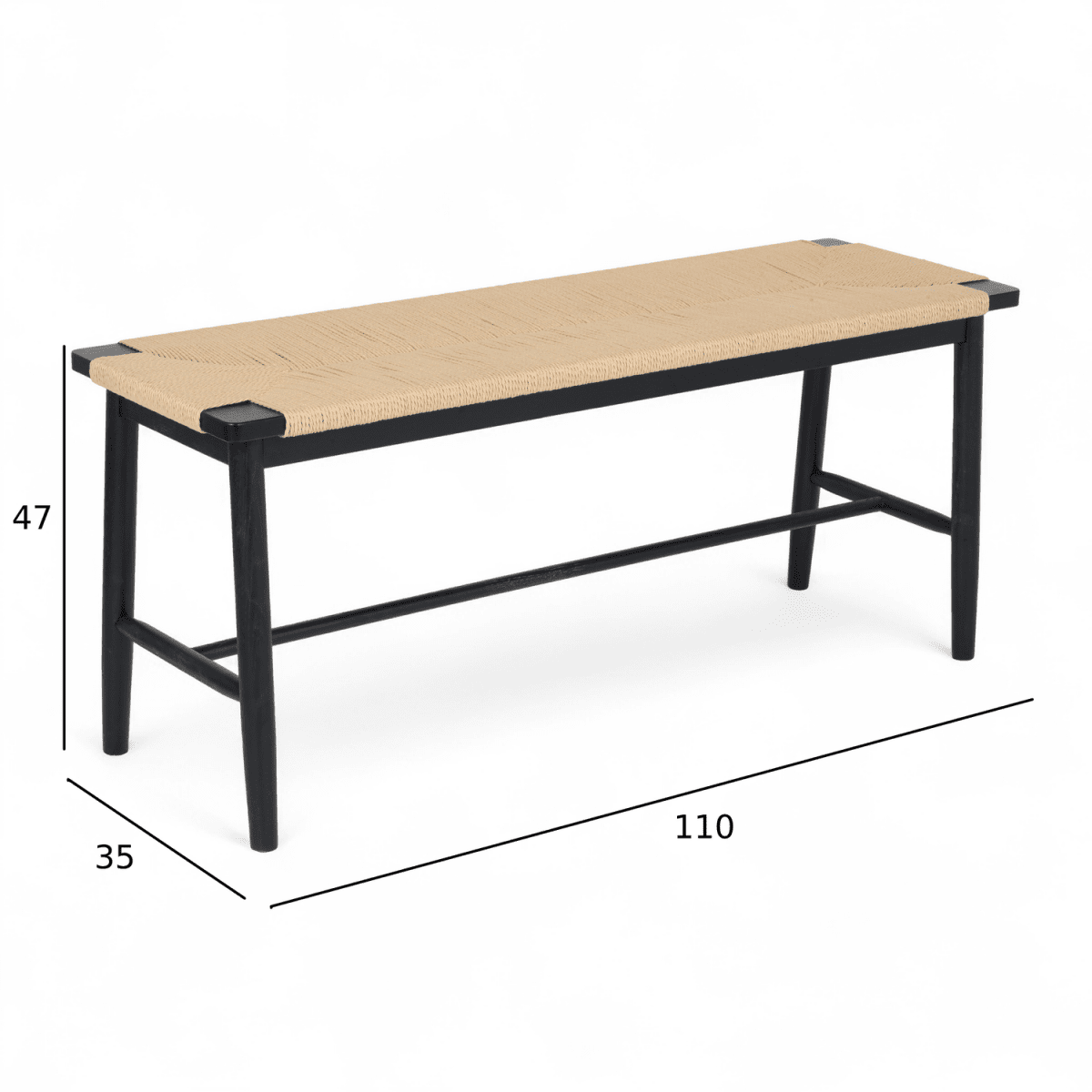 Sitzbank Prime mit Geflechtsitz - Schwarz/Beige